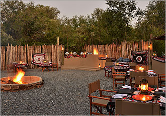 Traditional boma dining at Black Rhino Lodge